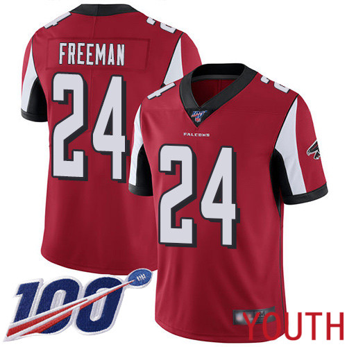 Atlanta Falcons Limited Red Youth Devonta Freeman Home Jersey NFL Football #24 100th Season Vapor Untouchable->youth nfl jersey->Youth Jersey